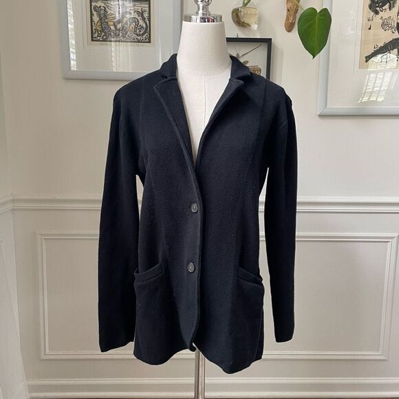 J. Crew Factory Womens Small Schoolboy Sweater Knit Blazer Black G3909 - Picture 1 of 7